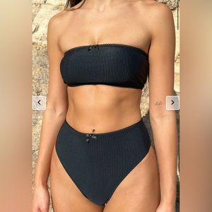 Frankie’s Bikinis Jenna Ribbed high waist bikini BOTTOM ONLY
